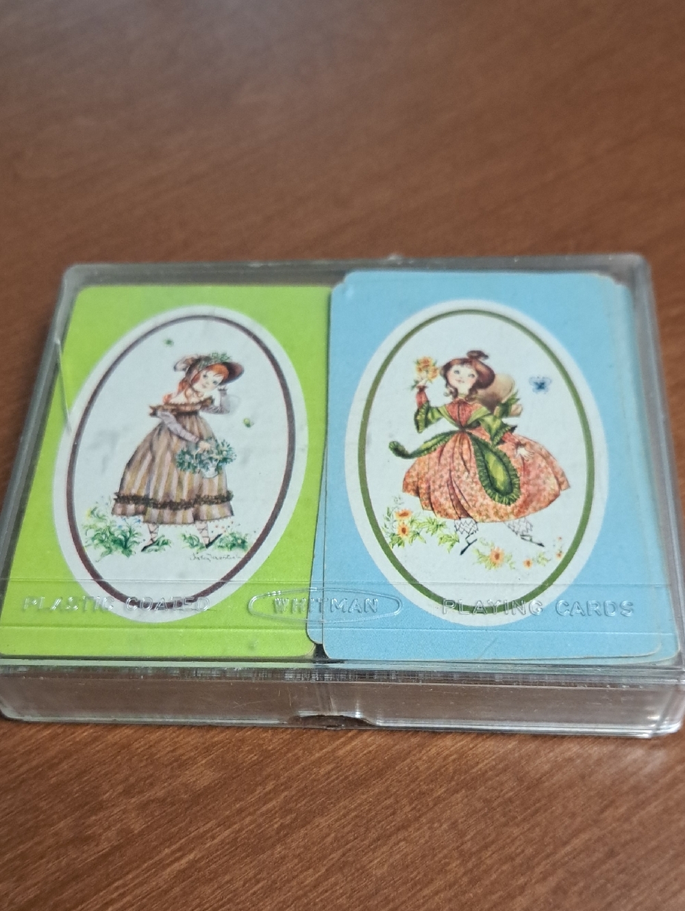 Vintage Whitman Women's Illustrated Playing Cards - Blue & Green
